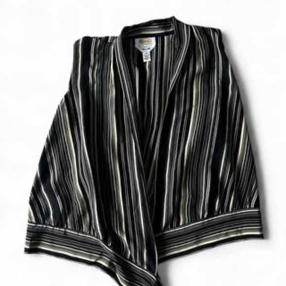 Vintage Talbots Silk Striped Tie-Front Blouse Size 4 | 100% Silk Layering Top - Picture 1 of 8